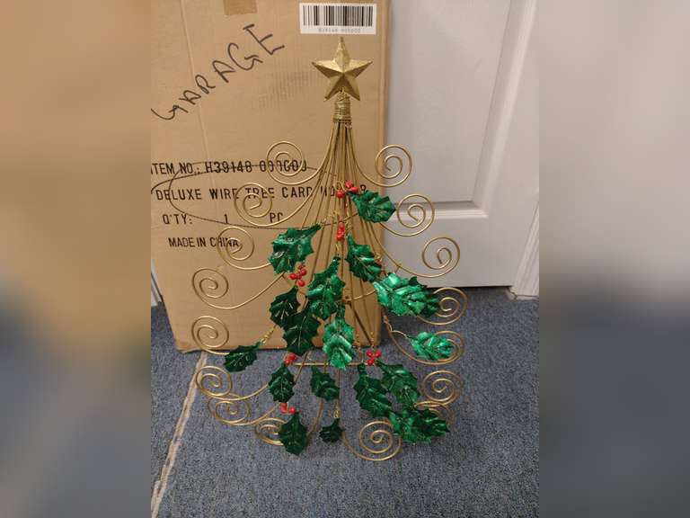 Wire tree card holder, 25" tall