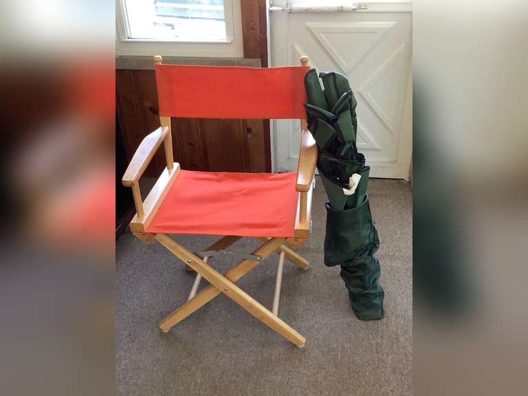 Folding directors chair and lawn chair with carry bag.