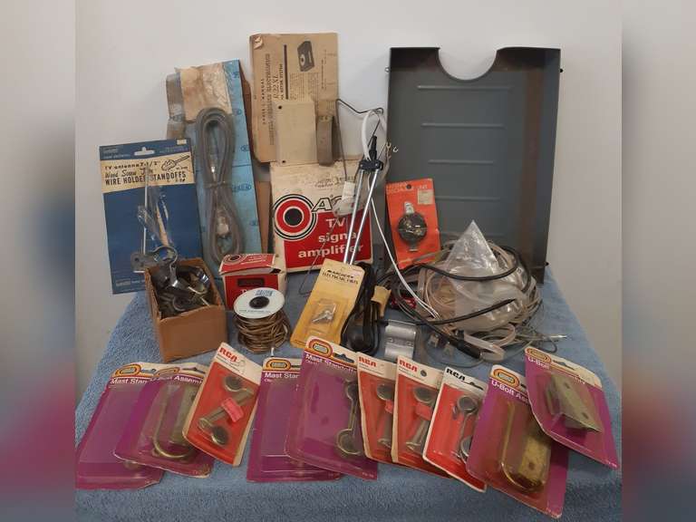 Box Lot of Vintage Hardware, Antennas, & More Northern Kentucky Auction, LLC