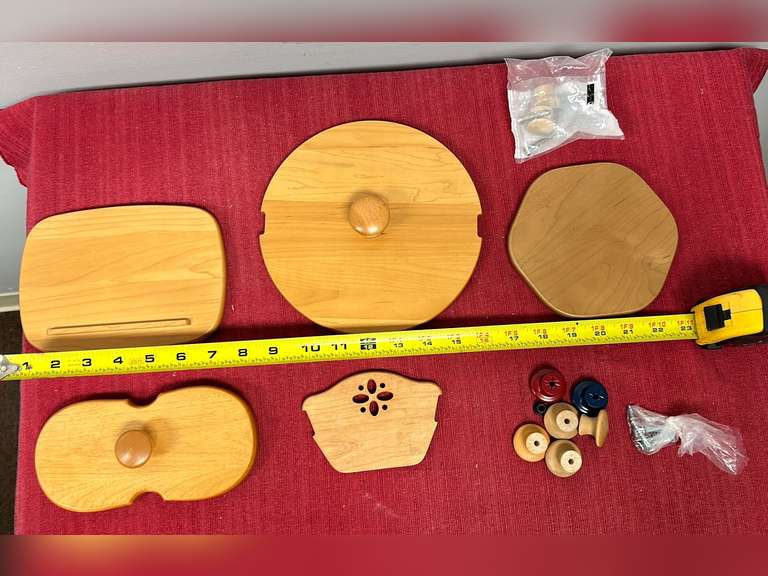 Assortment of Longaberger Basket Lids, Cracker Divider, Knobs