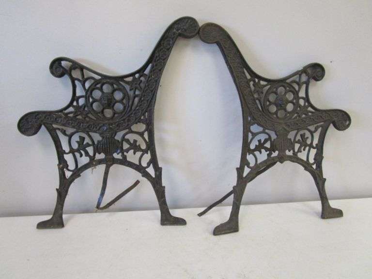 Pair of Cast Iron Bench Ends Oberman Auctions