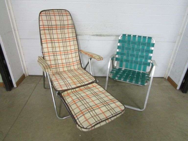 Folding Chaise Lawn Lounge & a Folding Lawn Chair Oberman Auctions