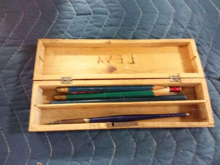 vintage wooden pencil box Parrott Marketing Group