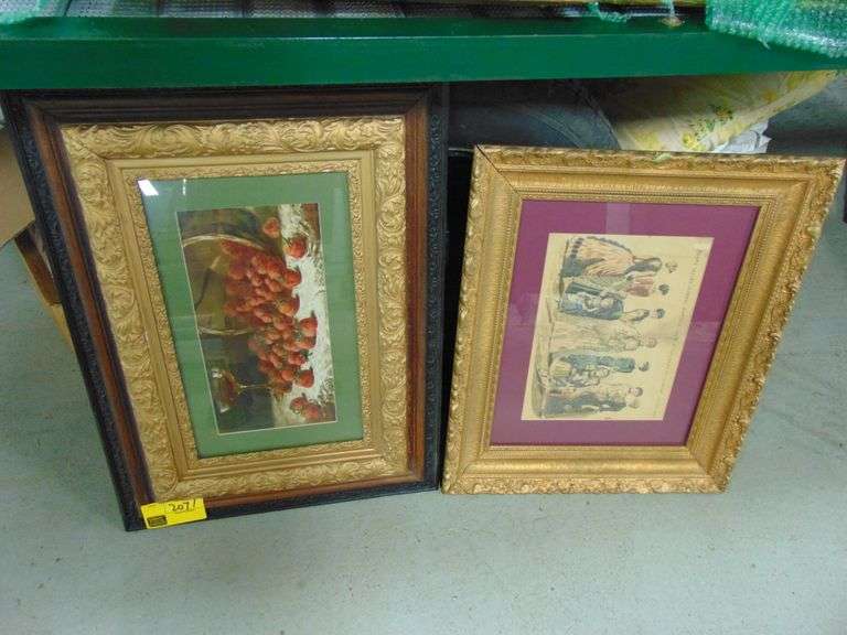 Large Lot of Antique Pictures with Ornate Frame Parrott Marketing Group