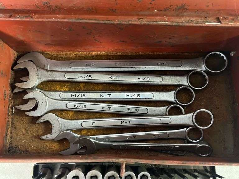 Metal Tool Box, Wrenches & Sockets Peterson Land & Auction LLC