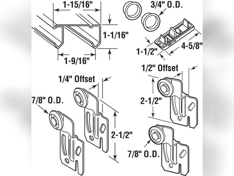 SlideCo 161791 BiPass Closet Track Kit, 48", Metallic 48 Inch