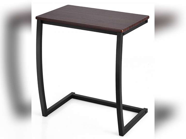 Costway Sofa Side End Table Cshaped Coffee Tray Laptop Snack Stand with Steel Frame 42.88