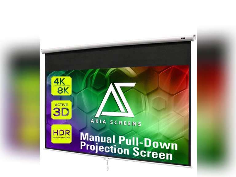 Akia Screens 100 inch Projector Screen Pull Down Manual B 169 8K 4K HD