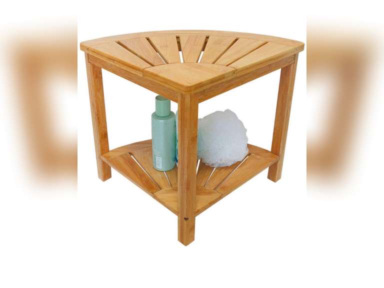 Zhuoyue Corner Shower Bench & Shower Stool with Storage Shelf, Corner