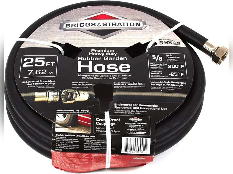 Briggs and Stratton 8BS25 25Feet Premium HeavyDuty Rubber Garden Hose