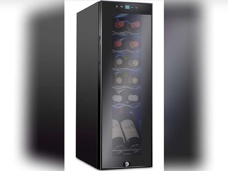 Ivation 12 Bottle Compressor Wine Cooler Refrigerator w/Lock Large