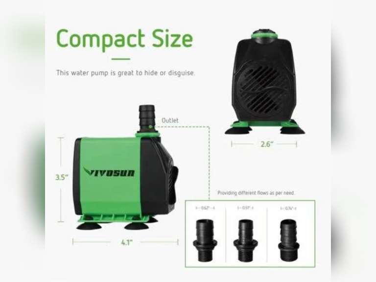Vivosun 800gph Submersible Pump Ultra Quiet Water Pump with 10ft. High