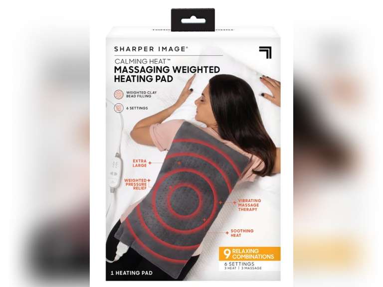 Calming Heat Wide Massaging Weighted Pad with 9 Settings, 4 lbs, 12" x