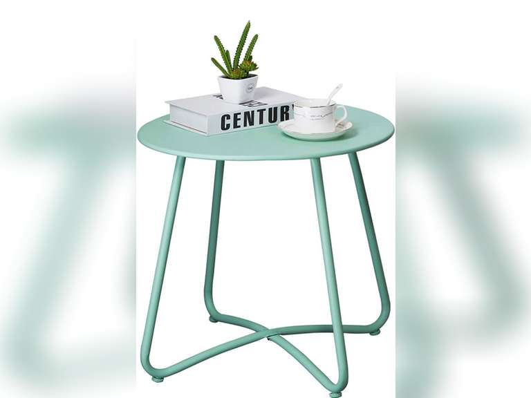 Small Metal Side Table, Outdoor Patio Side Table Round Coffee Table for