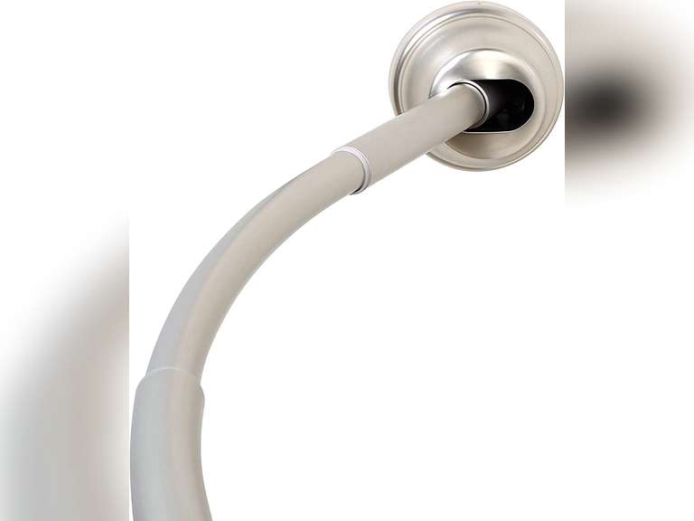 Zenna Home E40S2ALBN NeverRust Rustproof Dual Mount Curved Stall Shower Rod, 32" to 40", Brushed