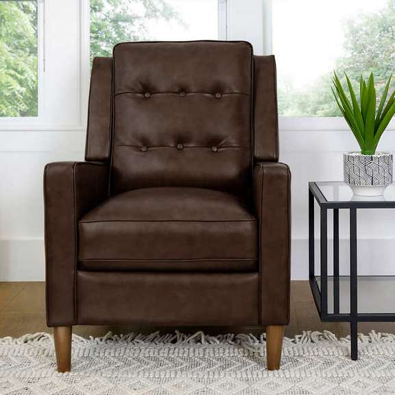 Abbyson beckett leather pushback recliner dark brown Rideau Auctions