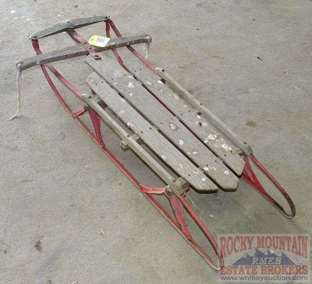 Vintage Wood & Metal Sled. Rocky Mountain Estate Brokers Inc.