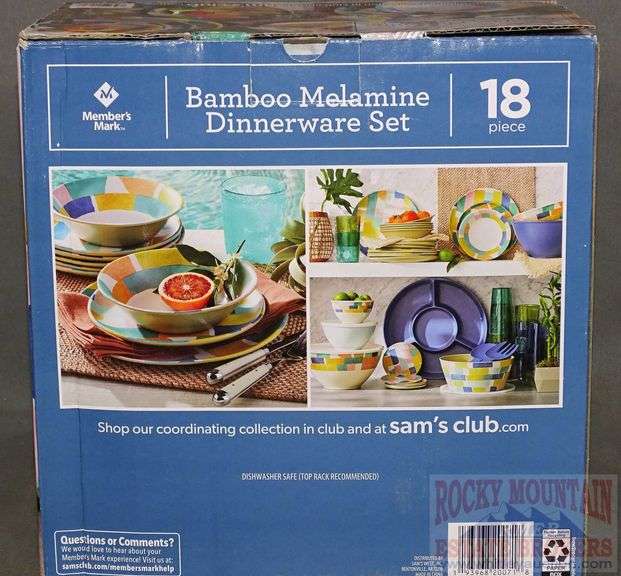New 18 piece Member's Mark Bamboo Melamine Dinnerware Set. Break