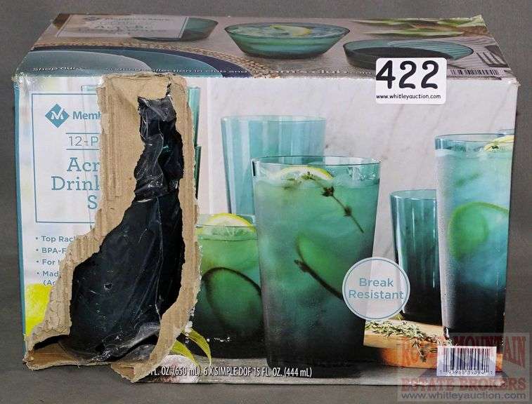 New Member's Mark 12Piece Teal Acrylic Drinkware Set. Top rack