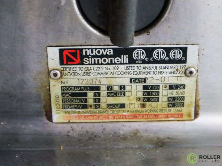 Nuova Simonelli Premier Maxi 2Group Espresso Machine Roller Auctions