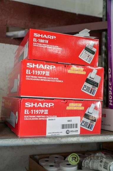 (3) Electric Calculators (2) Sharp EL-1197PIII and (1) Sharp EL-1801V