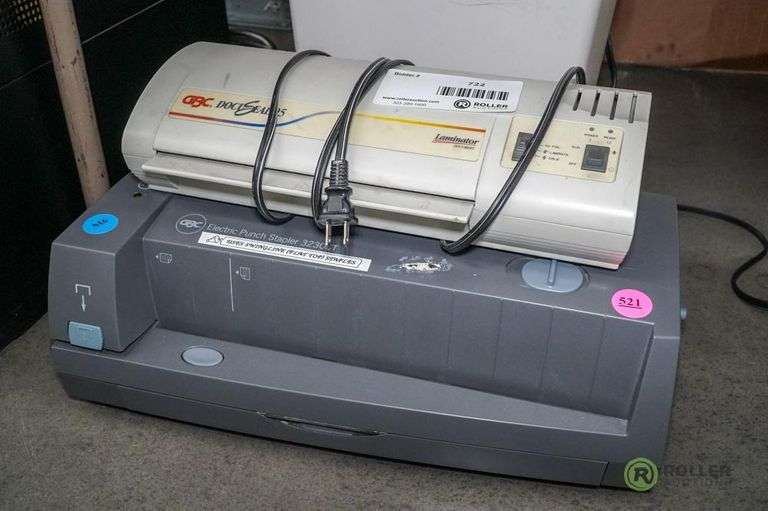 GBC 3230ST Electric Punch Stapler, GBC DocuSeal 95 Laminator and Paper