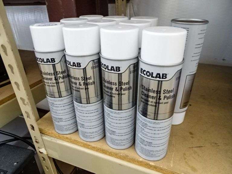 (10) 17oz EcoLab Stainless Steel Cleaner and Polish Roller Auctions