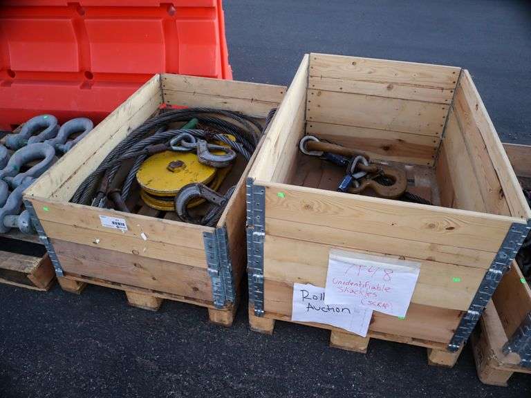 (2) Pallets of Rope Block Pulley with Cabling and Hooks Roller Auction