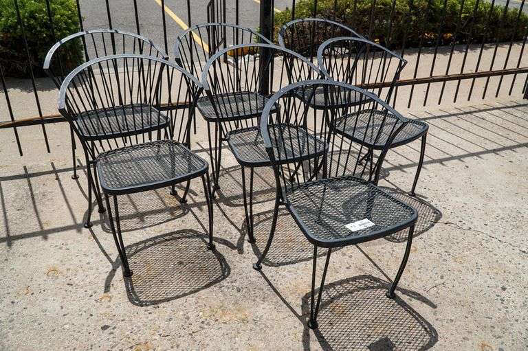 (7) Wrought Iron Patio Chairs Roller Auctions