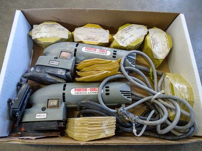 (2) Porter Cable Profile Sanders with Packs of PC Detail Paper Roller