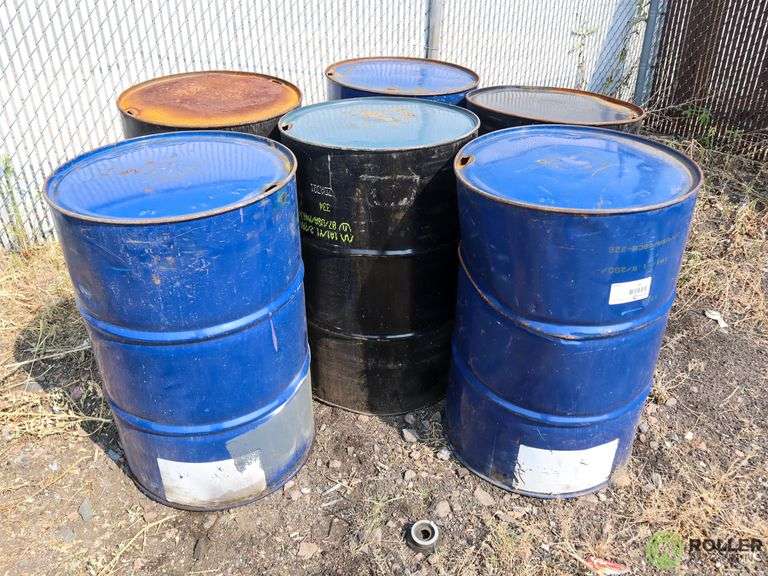 (6) Empty 55Gallon Drums Roller Auctions
