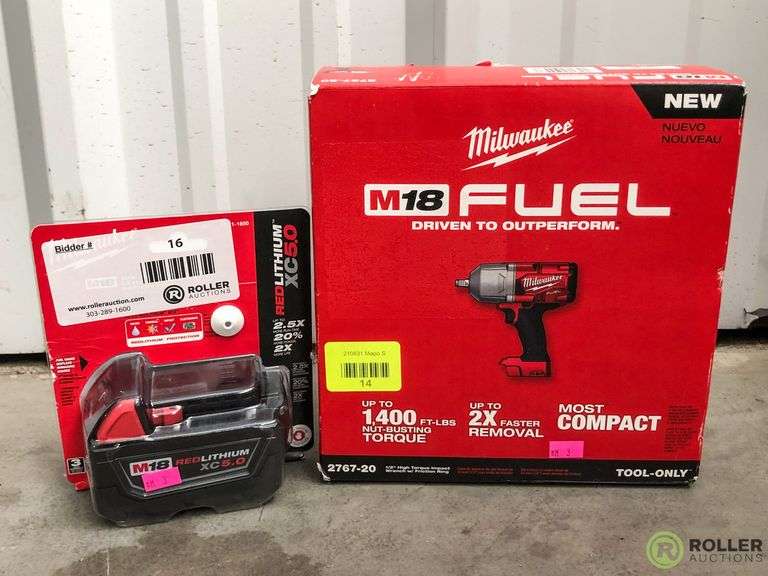 Milwaukee 2767-20 1/2" High Torque Impact Wrench and M18 Battery