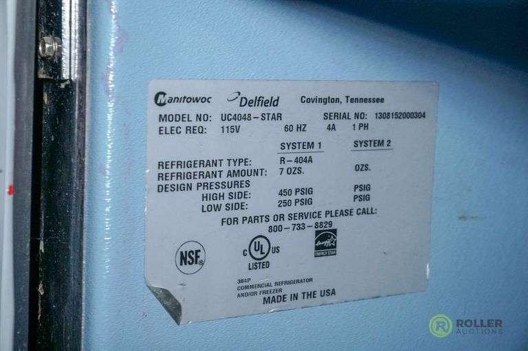 Delfield UC4048Star 2Door Undercounter Reach In Refrigerator Roller