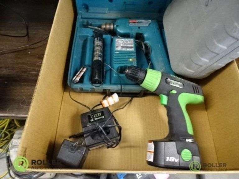 Kawasaki 18V Cordless Drill With Charger and Case and Makita 9.6V Cordless Drill With Charger