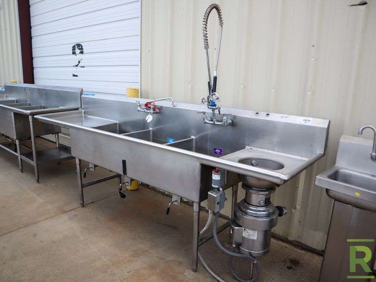 Sink With Drainboards, Insink Erator and (2) Faucets, 120