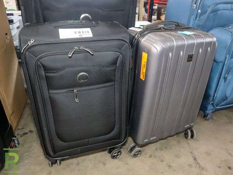 (1) Delsey 2Piece Soft Side Luggage Set Black Used (1) Delsey Hard Side Carry On Luggage