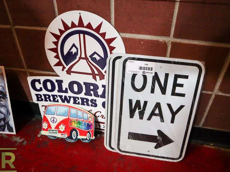 (5) Metal Signs Roller Auctions