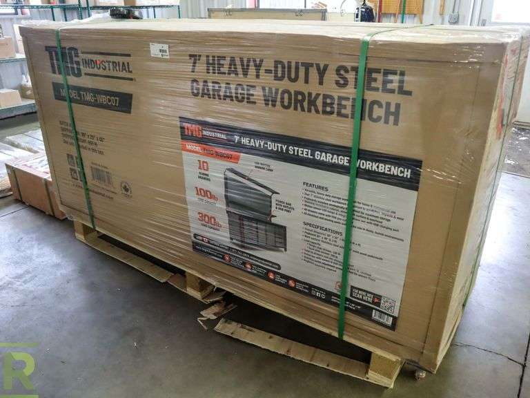 New TMG Industrial TMGWBC07 7' Heavy Duty Steel Garage Workbench Roller Auctions