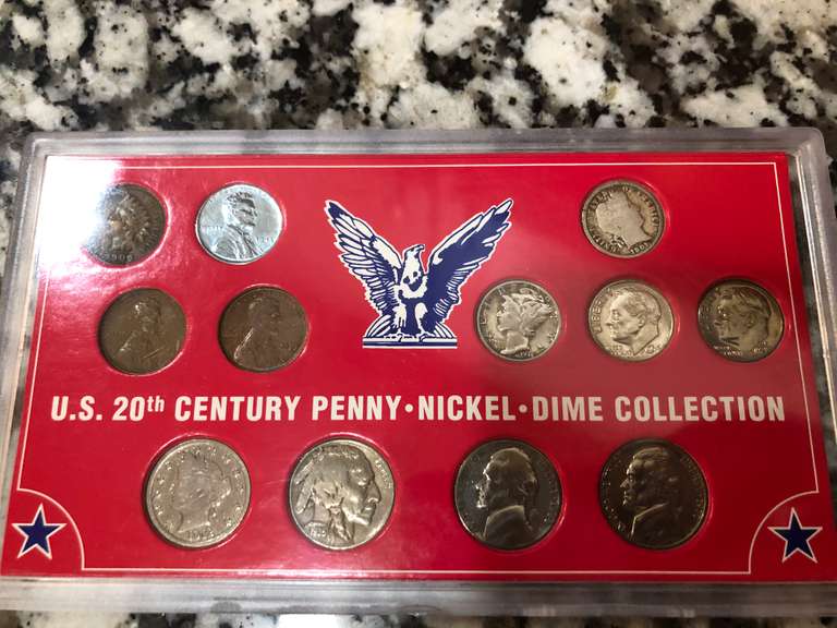 12pc US 20th Century PennyNickelDime Collection (4pc are silver coins