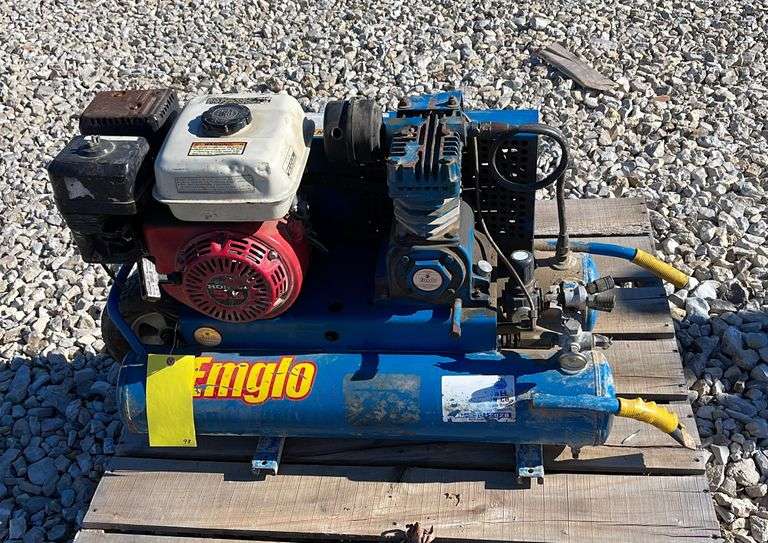 Emglo gas powered portable air compressor - Schneider Auctioneers LLC