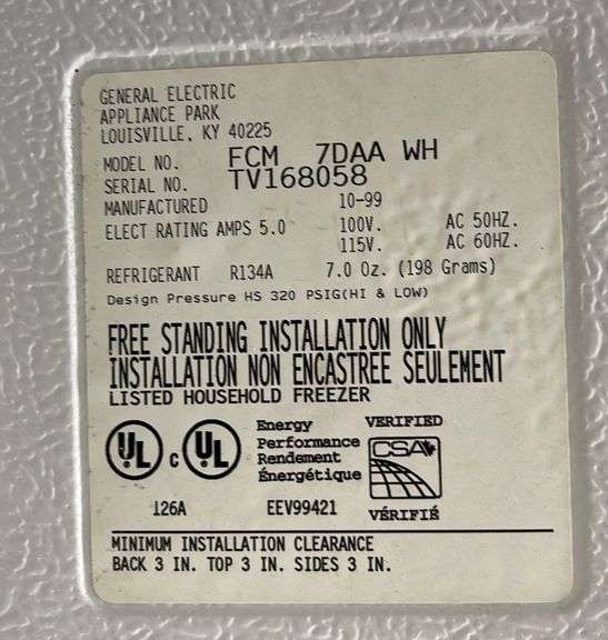 GE chest freezer Schneider Auctioneers LLC