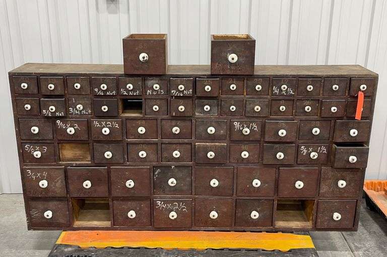 Antique wooden bolt bin Schneider Auctioneers LLC