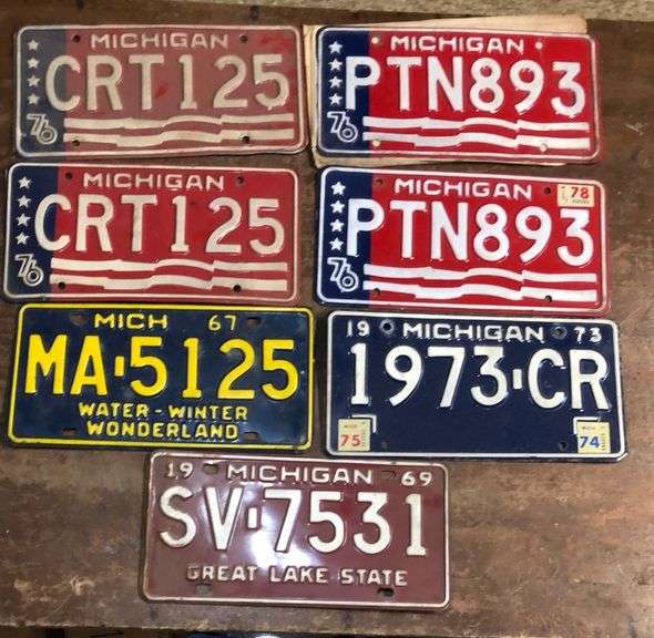 7 Vintage Michigan License Plates Sherwood Auctions