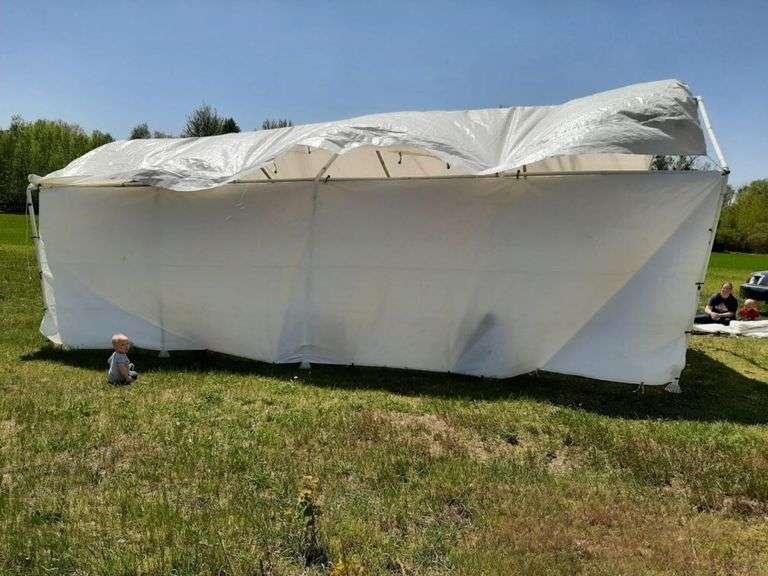 26’x12’ Canopy w/ Zip Up Door Front Tarp, Back End Tarp, Top Tarp, Both