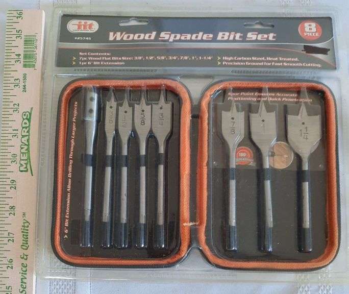 8 Piece Wood Spade Bit Set Sherwood Auctions