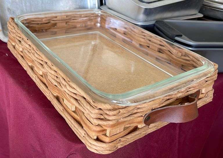 AirBake Insulated Cookie Sheets & Loaf Pans, Wicker Server & 9x13 Glass