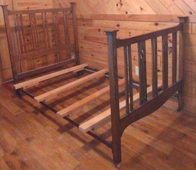 Rustic Full Size Wood Headboard, Footboard, Side Rails & Slats