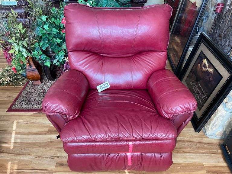 Red Leather recliner South Auction