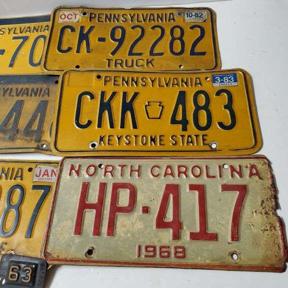 Vintage License Plates PA & NC Trice Auctions