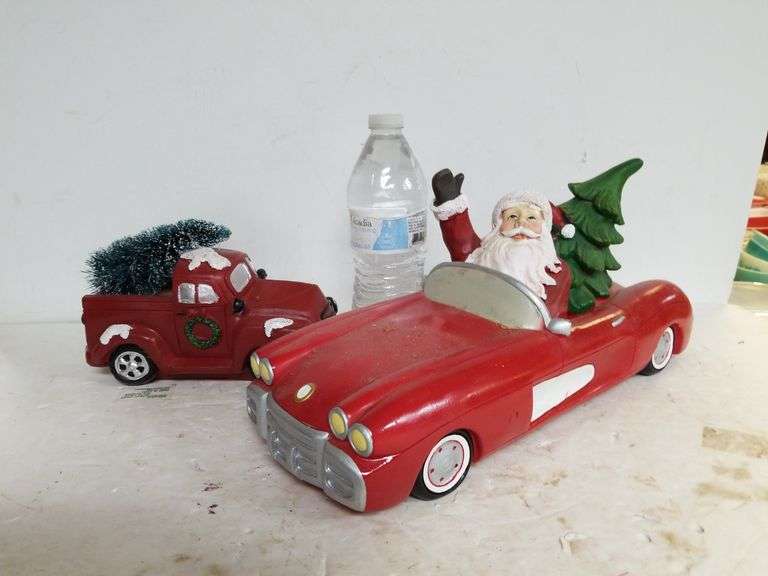 Santa Claus In Red Convertible, Christmas Truck Trice Auctions